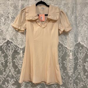 NWT Elegant Cream Mini Dress with Ruffle Details
